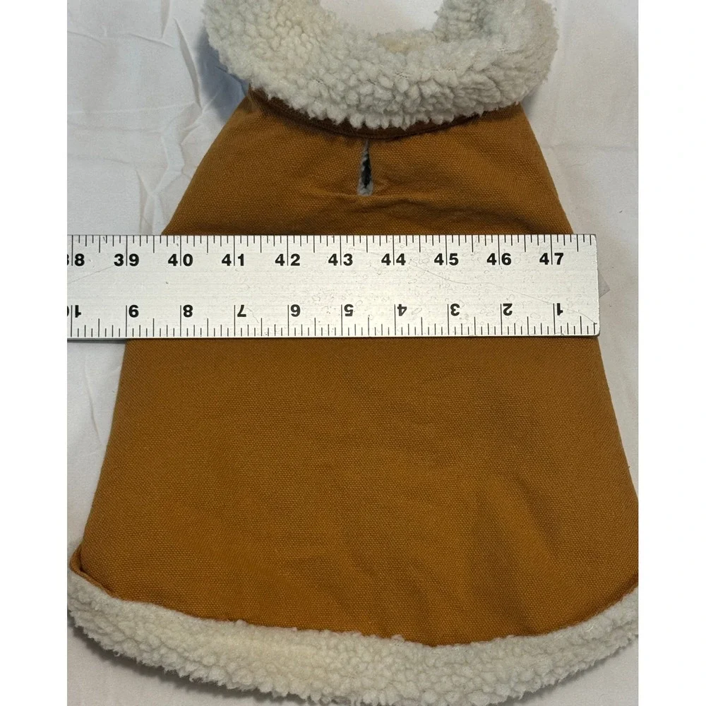 Brown Canvas Dog Chore Coat Fleece Lined Pet Vest Jacket Small